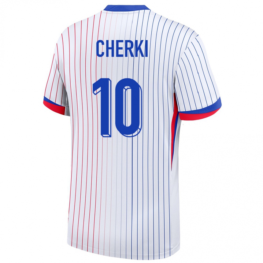 Herren Fußball Frankreich Rayan Cherki #10 Weiß Auswärtstrikot Trikot 24-26 T-Shirt Luxemburg