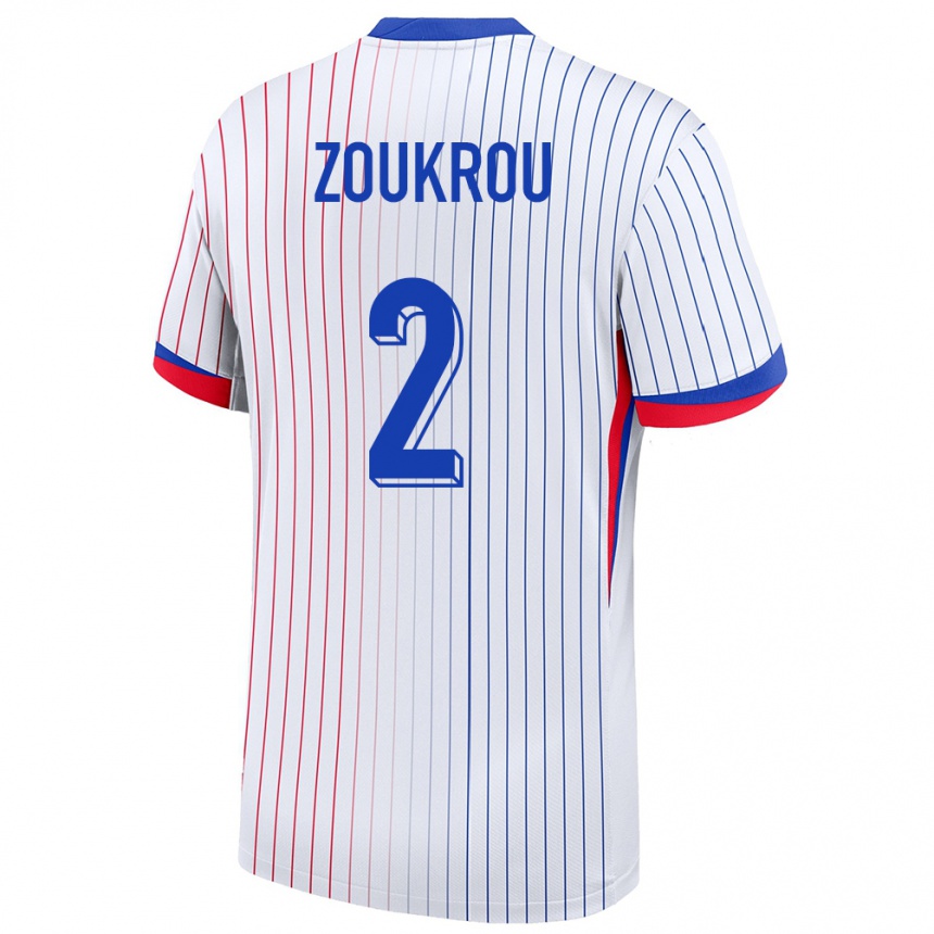 Herren Fußball Frankreich Tanguy Zoukrou #2 Weiß Auswärtstrikot Trikot 24-26 T-Shirt Luxemburg