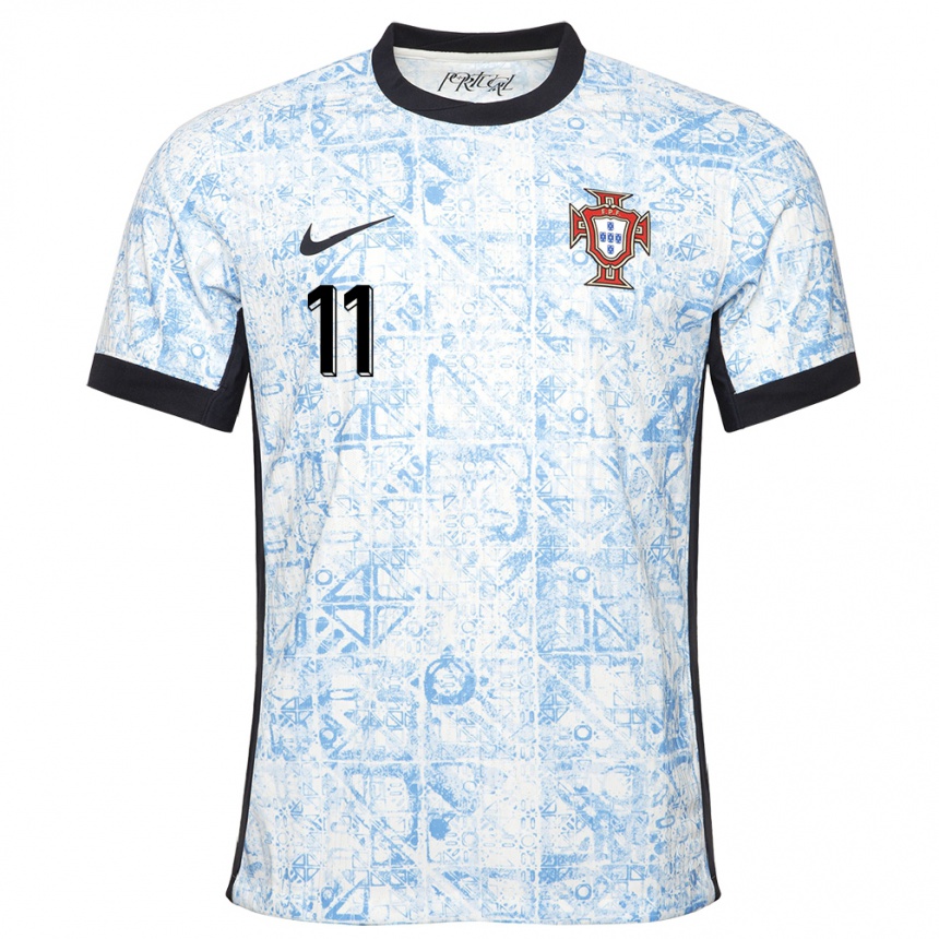 Herren Fußball Portugal Bruno Fernandes #11 Cremeblau Auswärtstrikot Trikot 24-26 T-Shirt Luxemburg