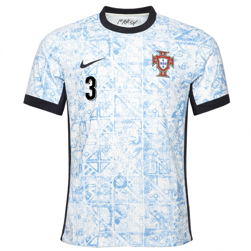 Herren Fußball Portugal Diogo Monteiro #3 Cremeblau Auswärtstrikot Trikot 24-26 T-Shirt Luxemburg