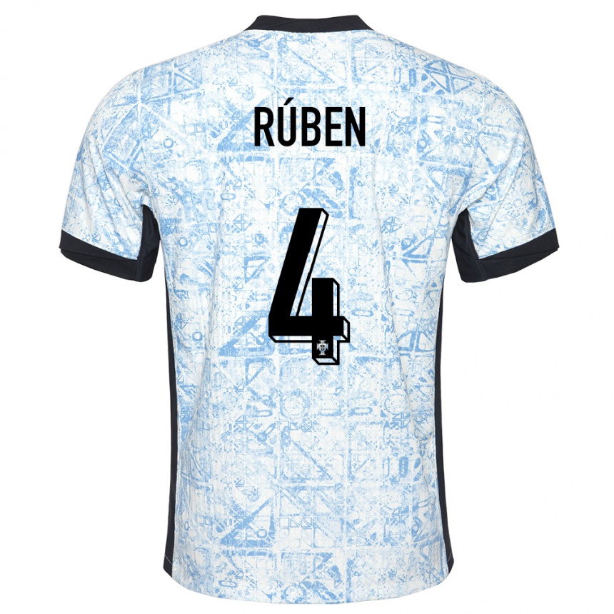 Herren Fußball Portugal Ruben Dias #4 Cremeblau Auswärtstrikot Trikot 24-26 T-Shirt Luxemburg