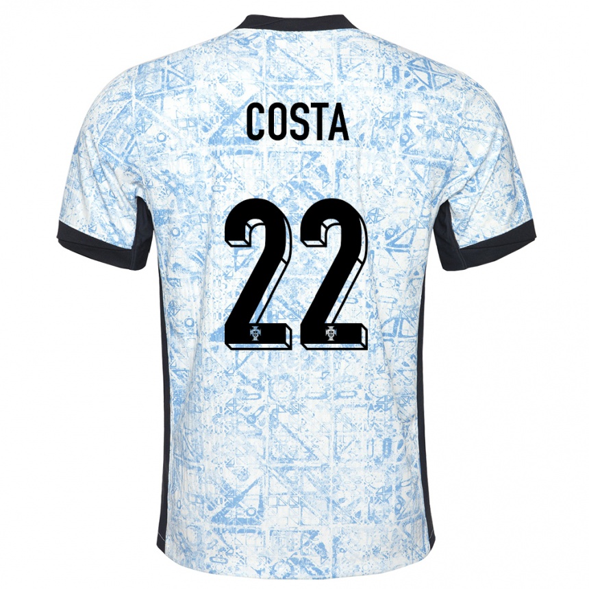Herren Fußball Portugal Diogo Costa #22 Cremeblau Auswärtstrikot Trikot 24-26 T-Shirt Luxemburg