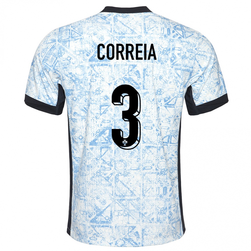 Herren Fußball Portugal Alicia Correia #3 Cremeblau Auswärtstrikot Trikot 24-26 T-Shirt Luxemburg