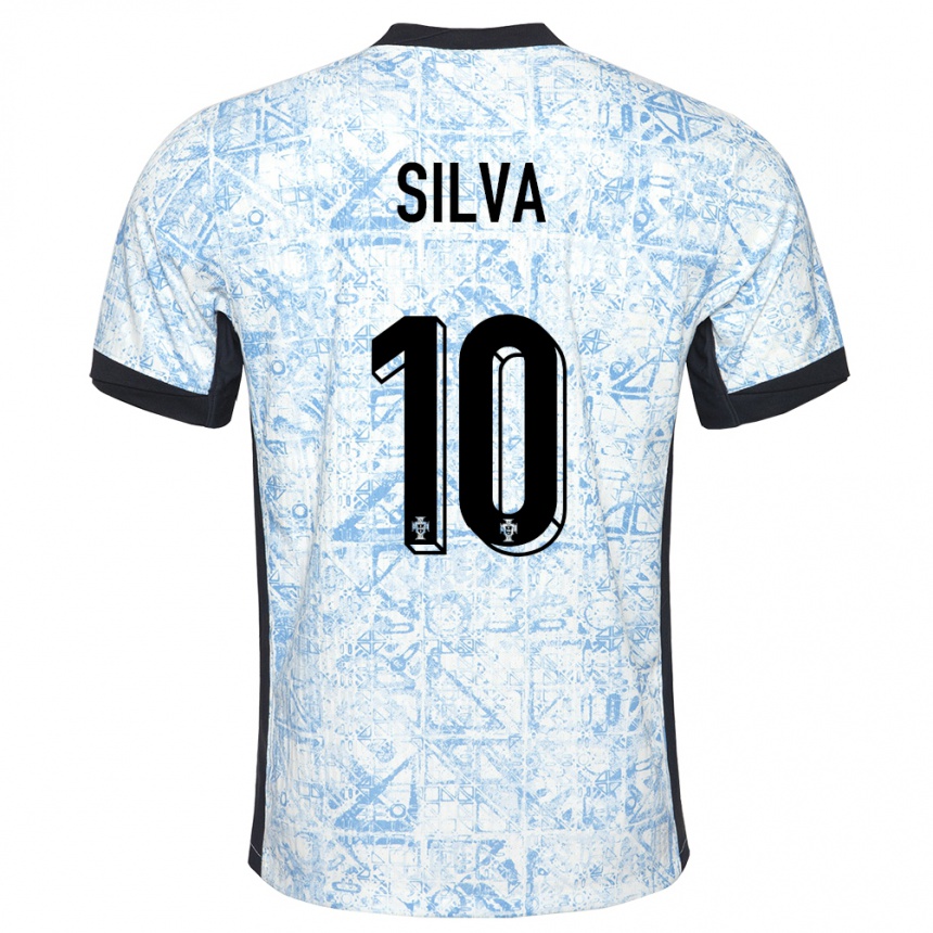 Herren Fußball Portugal Jessica Silva #10 Cremeblau Auswärtstrikot Trikot 24-26 T-Shirt Luxemburg