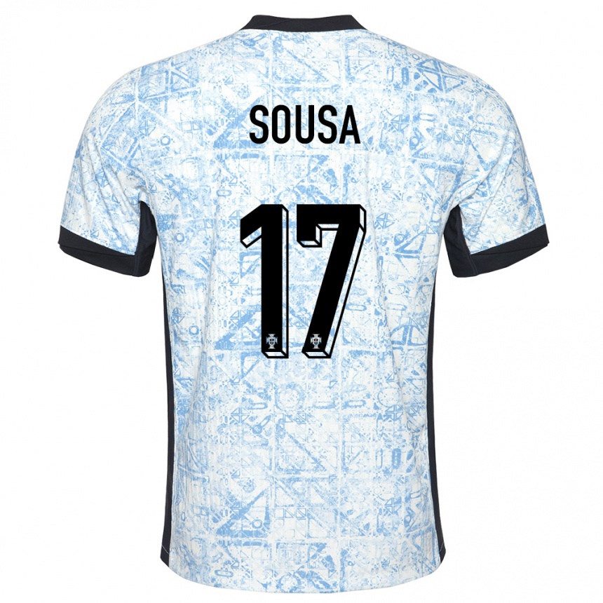 Herren Fußball Portugal Vasco Sousa #17 Cremeblau Auswärtstrikot Trikot 24-26 T-Shirt Luxemburg