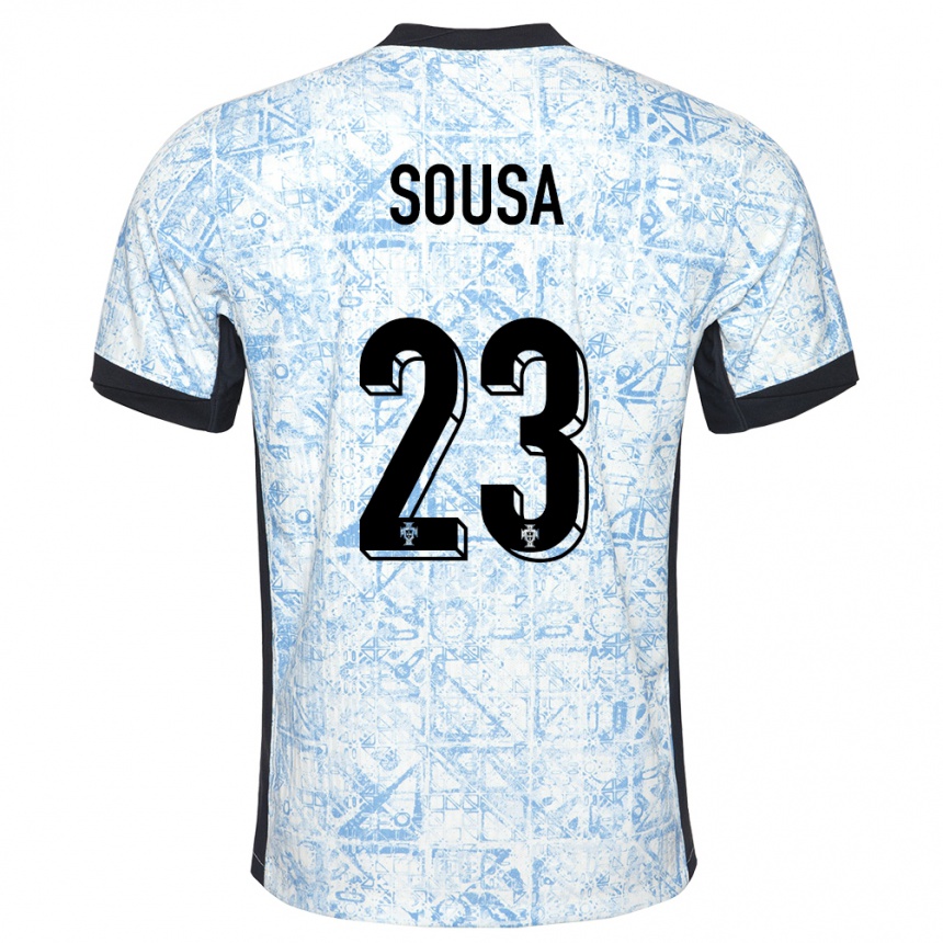 Herren Fußball Portugal Afonso Sousa #23 Cremeblau Auswärtstrikot Trikot 24-26 T-Shirt Luxemburg
