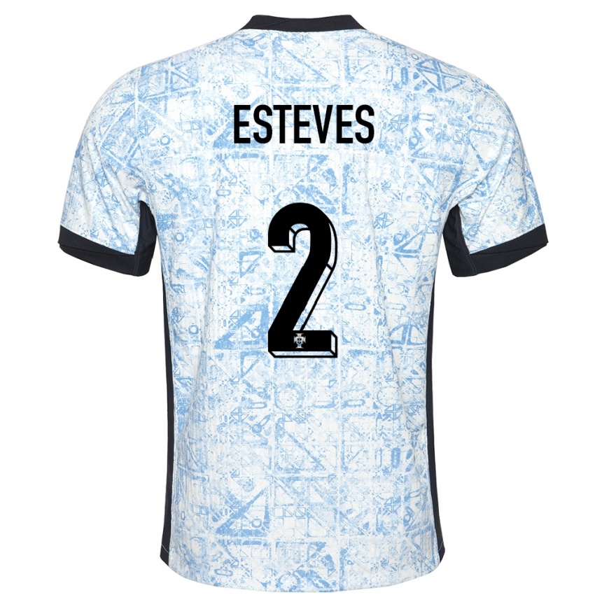 Herren Fußball Portugal Goncalo Esteves #2 Cremeblau Auswärtstrikot Trikot 24-26 T-Shirt Luxemburg