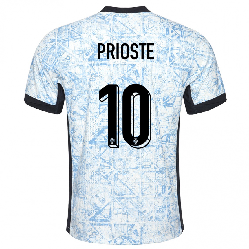 Herren Fußball Portugal Diogo Prioste #10 Cremeblau Auswärtstrikot Trikot 24-26 T-Shirt Luxemburg