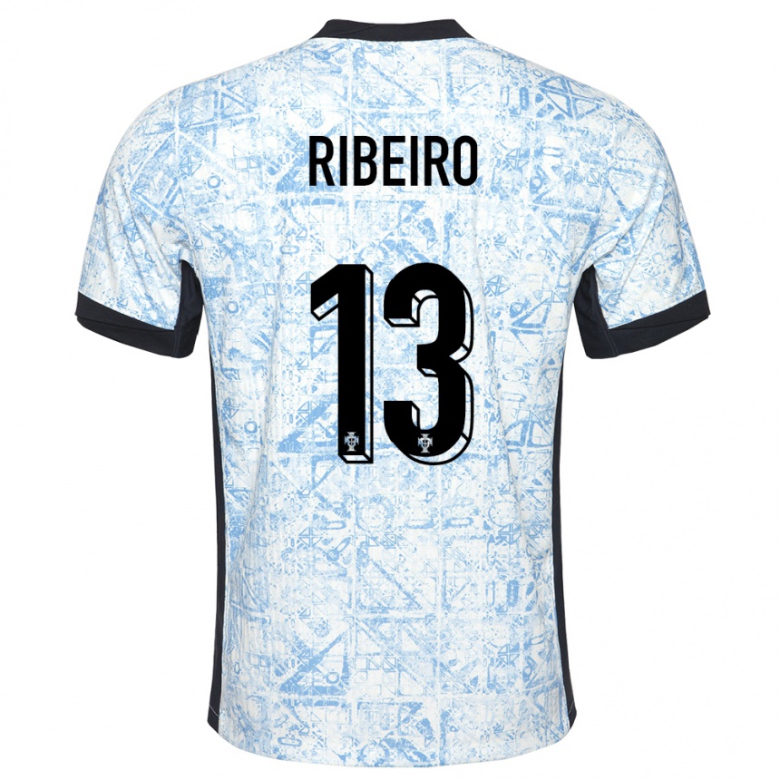 Herren Fußball Portugal Antonio Ribeiro #13 Cremeblau Auswärtstrikot Trikot 24-26 T-Shirt Luxemburg