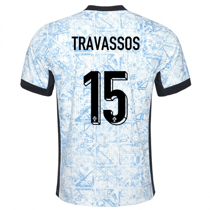 Herren Fußball Portugal Diogo Travassos #15 Cremeblau Auswärtstrikot Trikot 24-26 T-Shirt Luxemburg