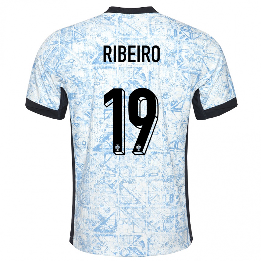 Herren Fußball Portugal Rodrigo Ribeiro #19 Cremeblau Auswärtstrikot Trikot 24-26 T-Shirt Luxemburg
