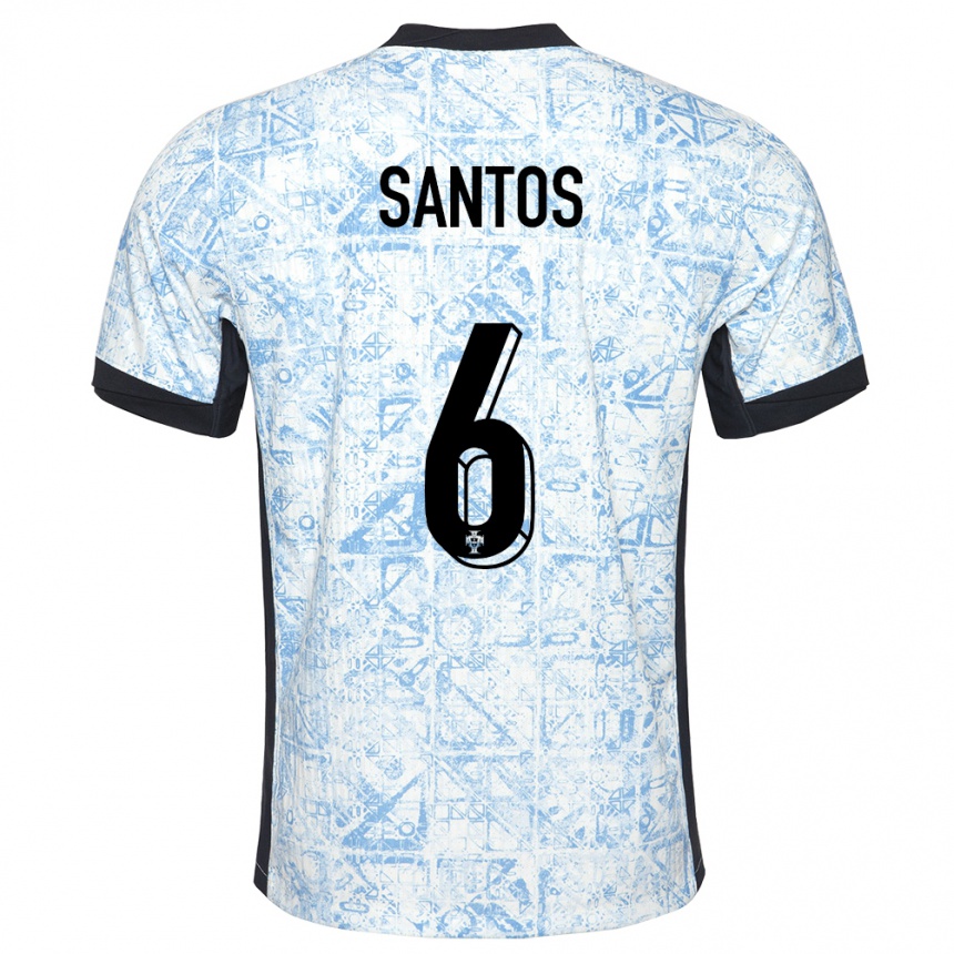 Herren Fußball Portugal Vasco Santos #6 Cremeblau Auswärtstrikot Trikot 24-26 T-Shirt Luxemburg