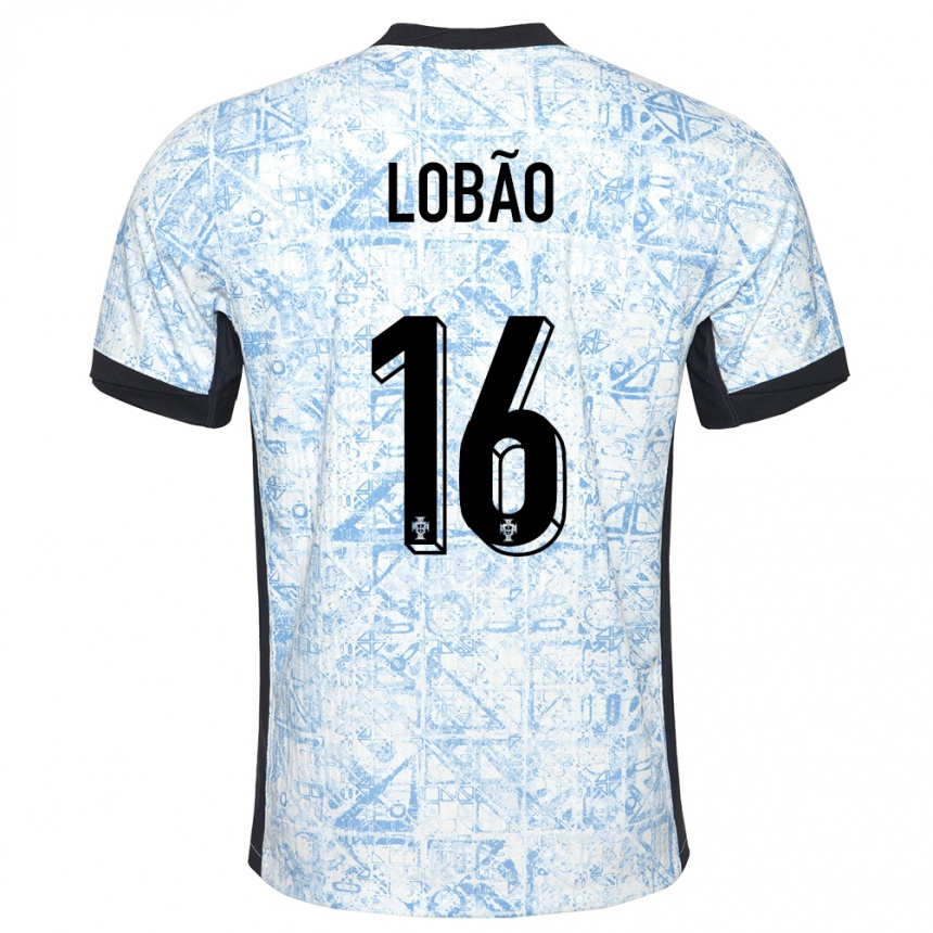 Herren Fußball Portugal Diogo Lobao #16 Cremeblau Auswärtstrikot Trikot 24-26 T-Shirt Luxemburg