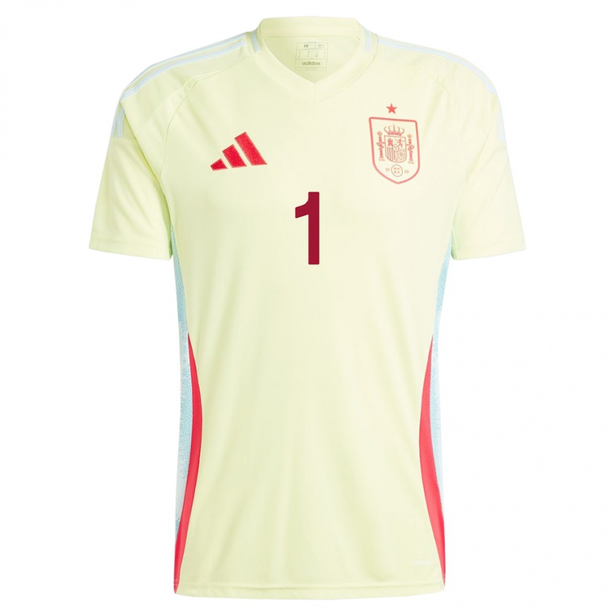 Herren Fußball Spanien Ferran Quetglas #1 Gelb Auswärtstrikot Trikot 24-26 T-Shirt Luxemburg