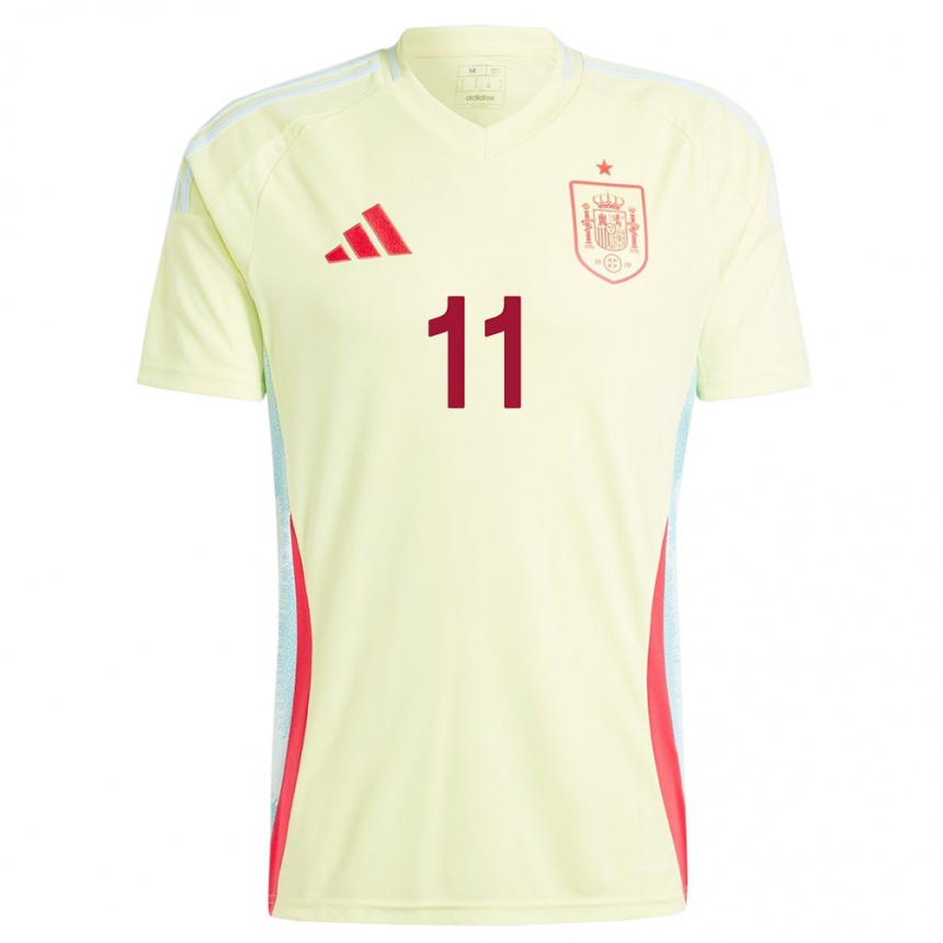Herren Fußball Spanien David Mella #11 Gelb Auswärtstrikot Trikot 24-26 T-Shirt Luxemburg