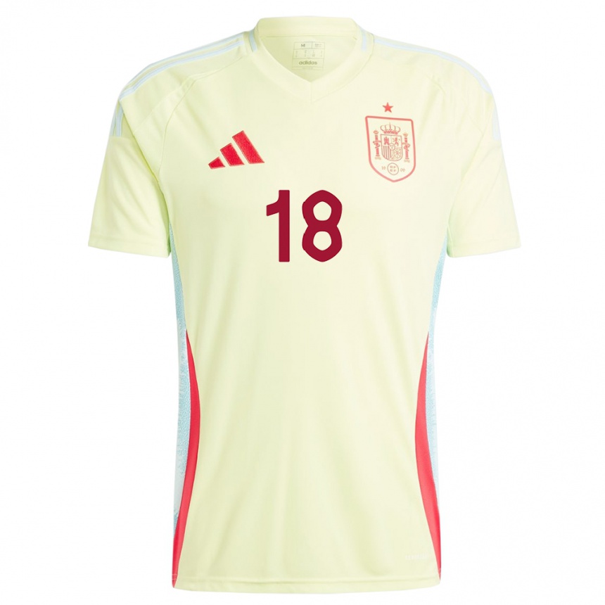 Herren Fußball Spanien Daniel Requena #18 Gelb Auswärtstrikot Trikot 24-26 T-Shirt Luxemburg