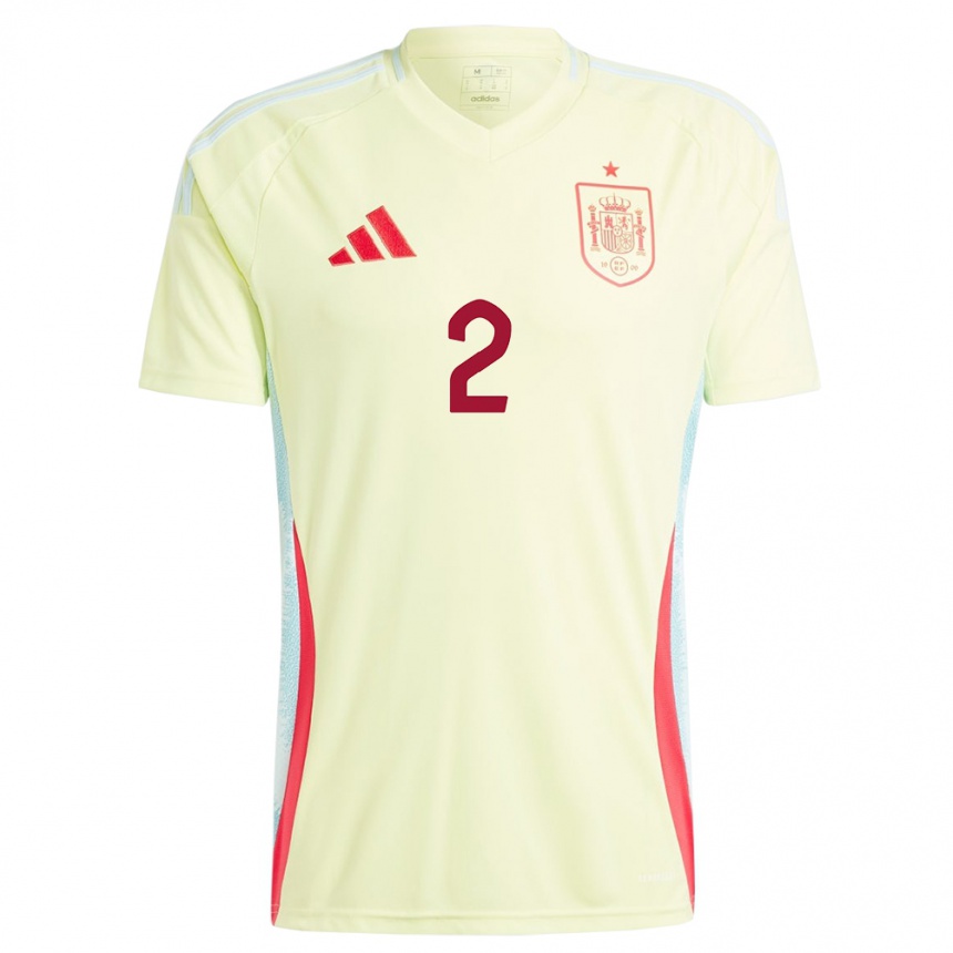 Herren Fußball Spanien Nico Williams #2 Gelb Auswärtstrikot Trikot 24-26 T-Shirt Luxemburg
