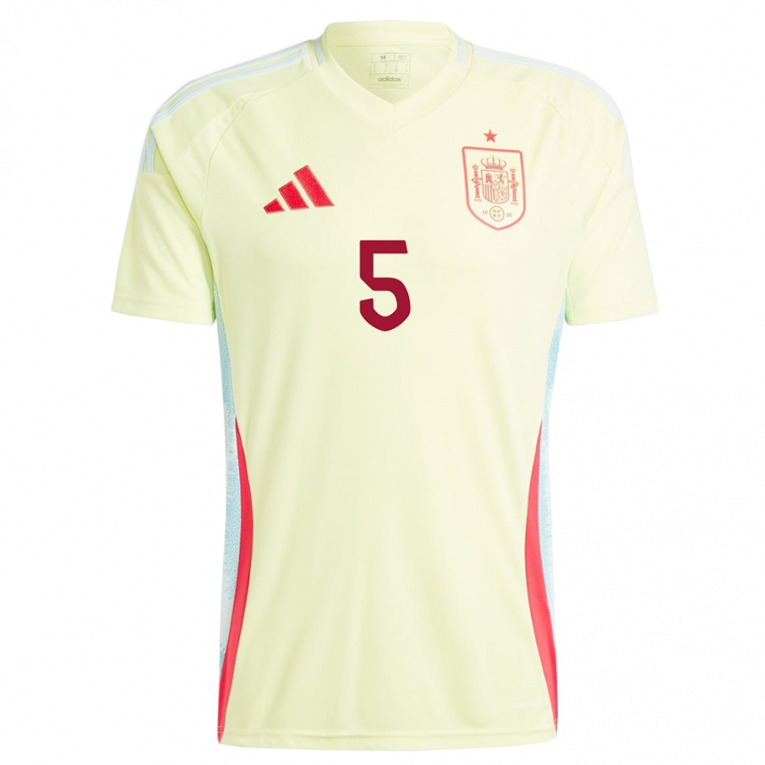 Herren Fußball Spanien Ivana Andres #5 Gelb Auswärtstrikot Trikot 24-26 T-Shirt Luxemburg