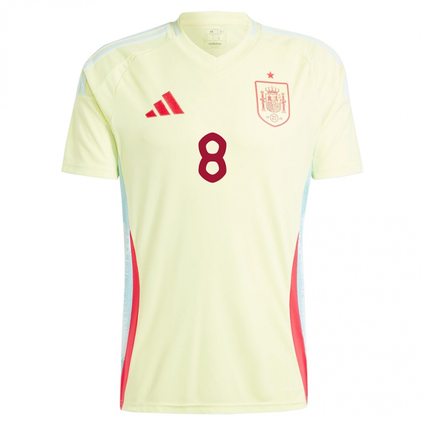 Herren Fußball Spanien Koke #8 Gelb Auswärtstrikot Trikot 24-26 T-Shirt Luxemburg