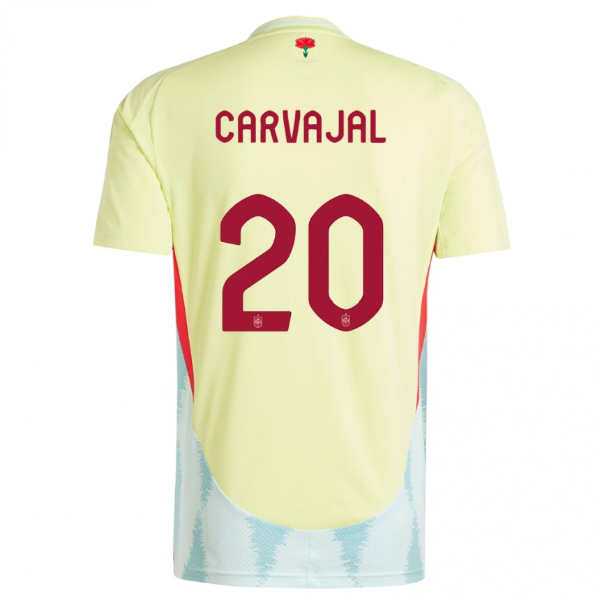Herren Fußball Spanien Daniel Carvajal #20 Gelb Auswärtstrikot Trikot 24-26 T-Shirt Luxemburg