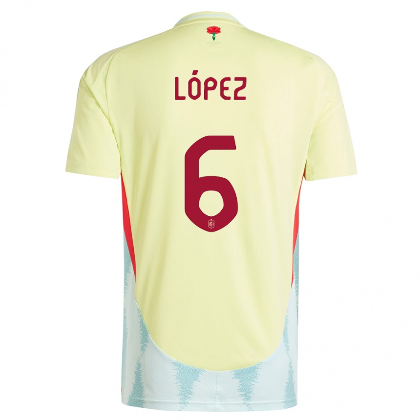 Herren Fußball Spanien Maitane Lopez #6 Gelb Auswärtstrikot Trikot 24-26 T-Shirt Luxemburg