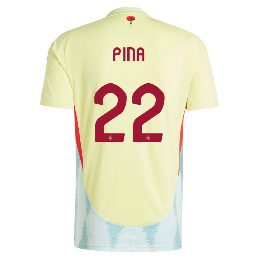 Herren Fußball Spanien Claudia Pina #22 Gelb Auswärtstrikot Trikot 24-26 T-Shirt Luxemburg