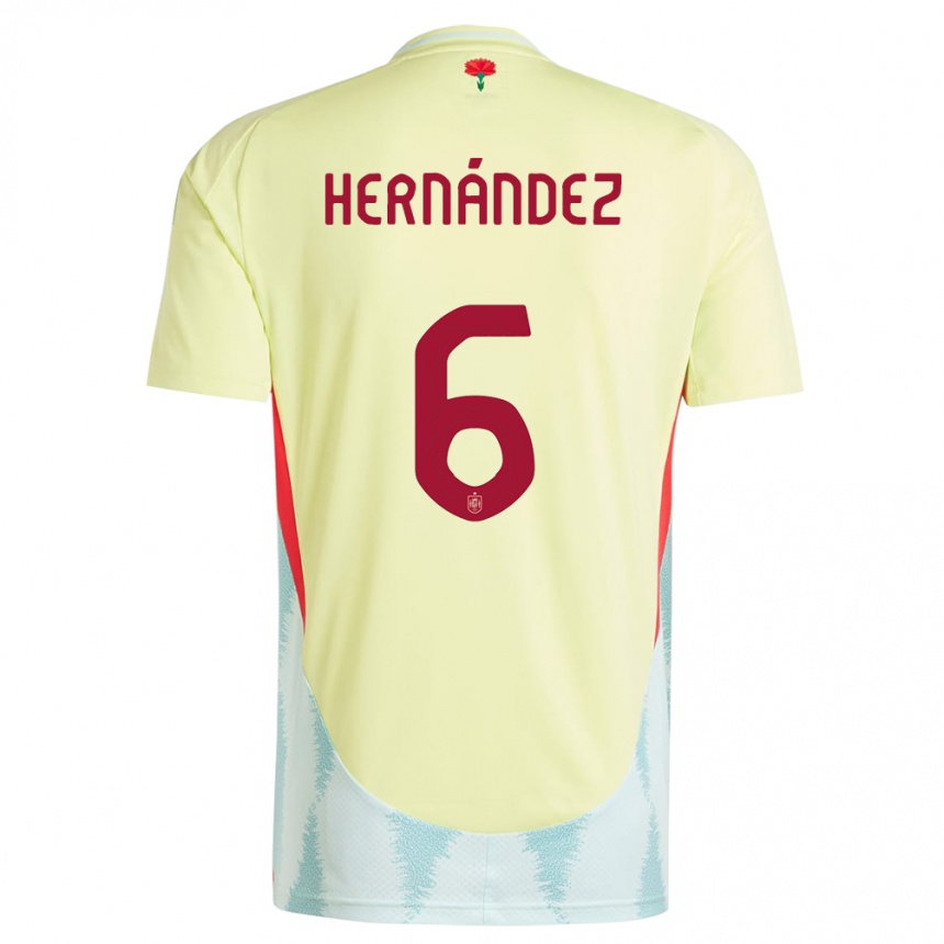 Herren Fußball Spanien Gerard Hernandez #6 Gelb Auswärtstrikot Trikot 24-26 T-Shirt Luxemburg