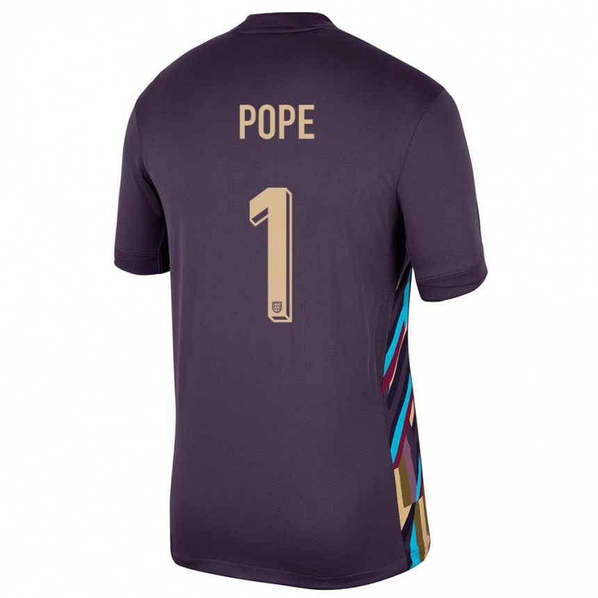 Herren Fußball England Nick Pope #1 Dunkle Rosine Auswärtstrikot Trikot 24-26 T-Shirt Luxemburg