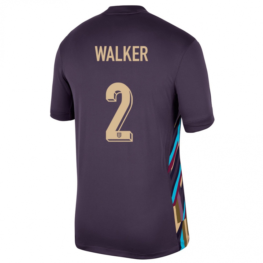 Herren Fußball England Kyle Walker #2 Dunkle Rosine Auswärtstrikot Trikot 24-26 T-Shirt Luxemburg