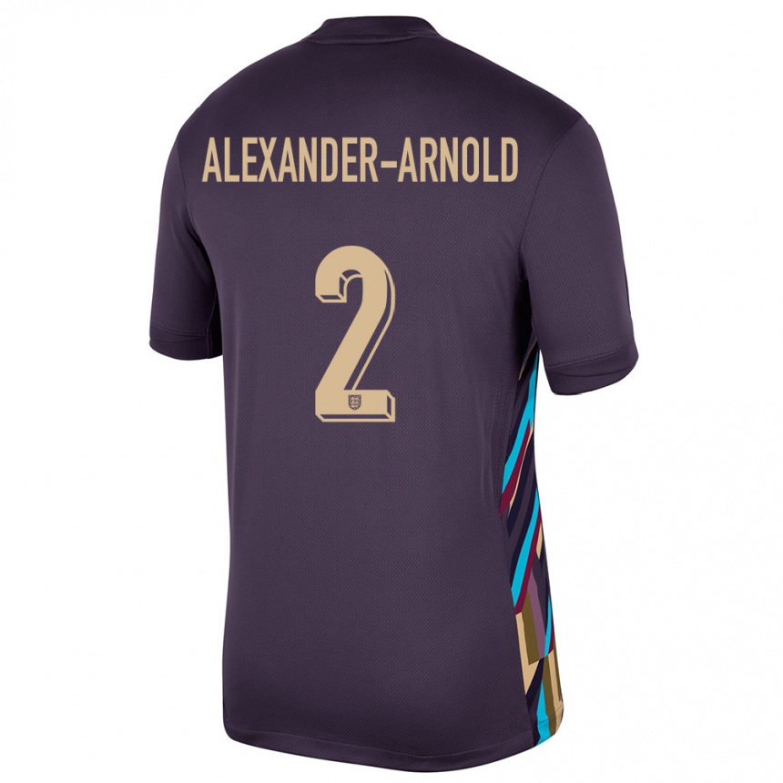 Herren Fußball England Trent Alexander-Arnold #2 Dunkle Rosine Auswärtstrikot Trikot 24-26 T-Shirt Luxemburg