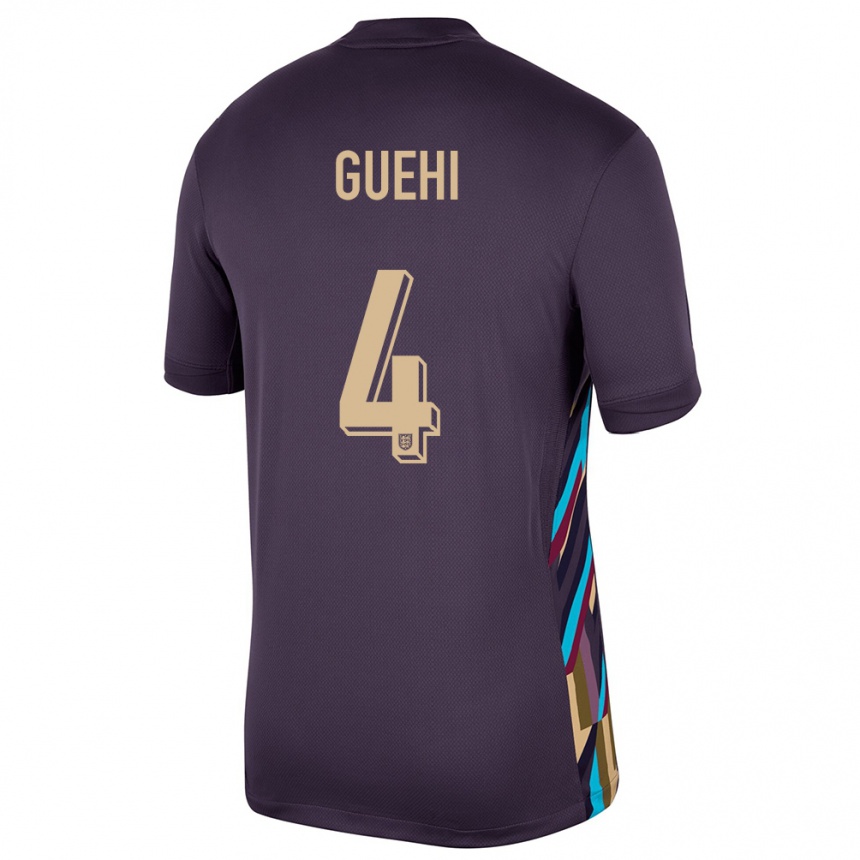 Herren Fußball England Marc Guehi #4 Dunkle Rosine Auswärtstrikot Trikot 24-26 T-Shirt Luxemburg