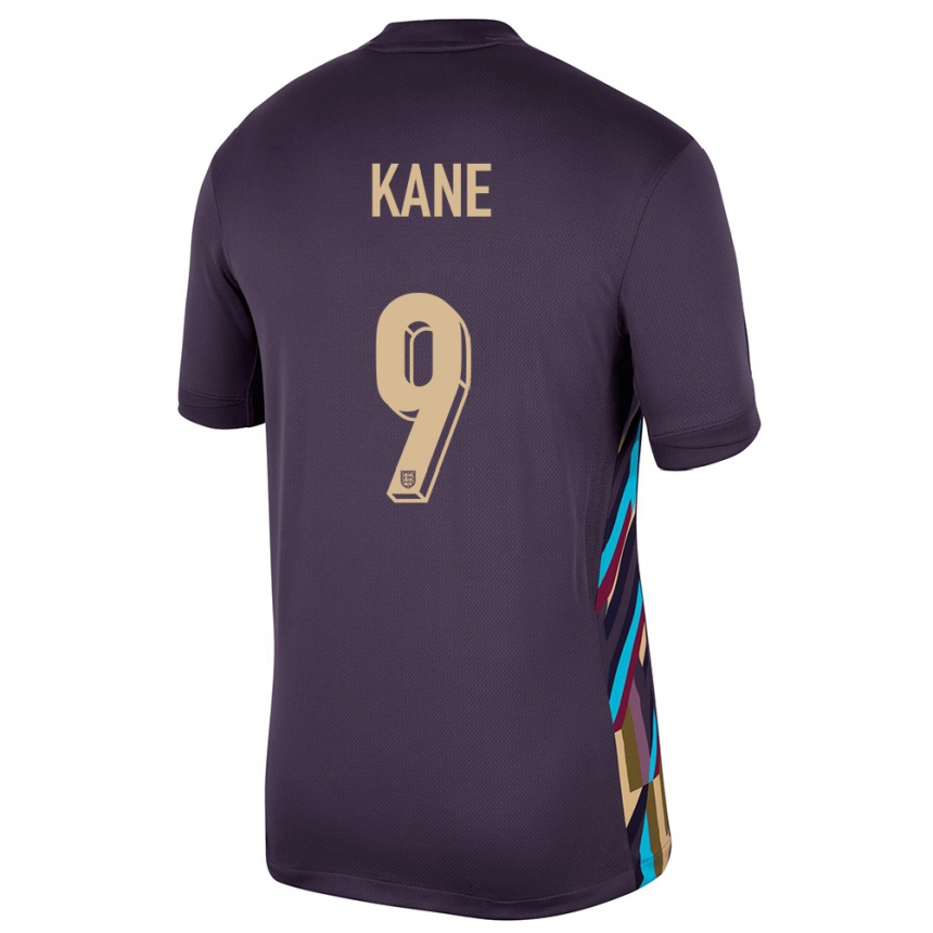 Herren Fußball England Harry Kane #9 Dunkle Rosine Auswärtstrikot Trikot 24-26 T-Shirt Luxemburg