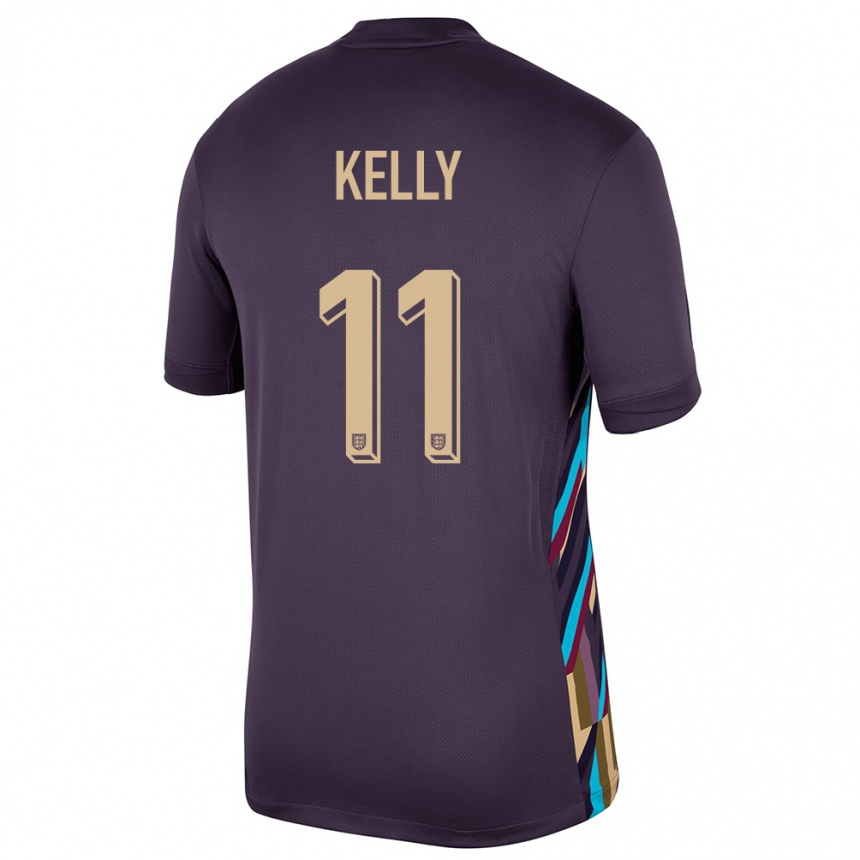 Herren Fußball England Chloe Kelly #11 Dunkle Rosine Auswärtstrikot Trikot 24-26 T-Shirt Luxemburg
