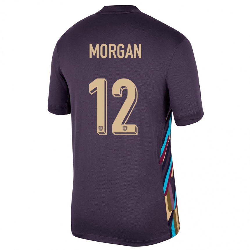 Herren Fußball England Esme Morgan #12 Dunkle Rosine Auswärtstrikot Trikot 24-26 T-Shirt Luxemburg
