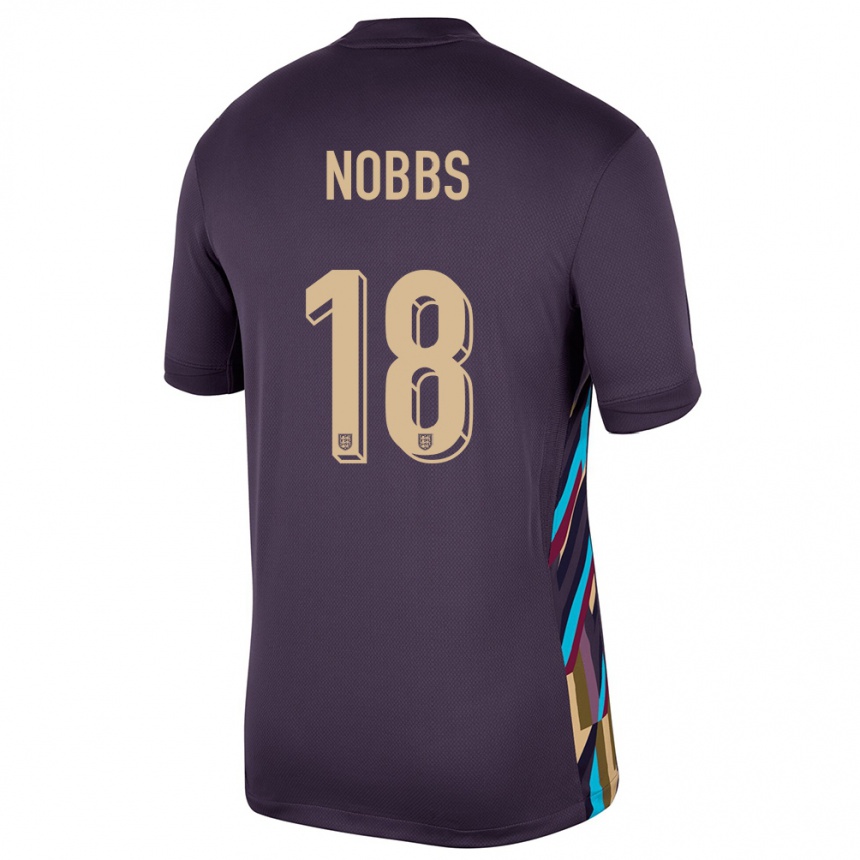 Herren Fußball England Jordan Nobbs #18 Dunkle Rosine Auswärtstrikot Trikot 24-26 T-Shirt Luxemburg
