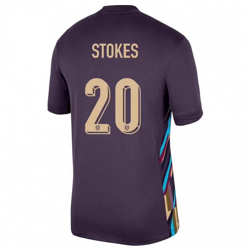 Herren Fußball England Demi Stokes #20 Dunkle Rosine Auswärtstrikot Trikot 24-26 T-Shirt Luxemburg