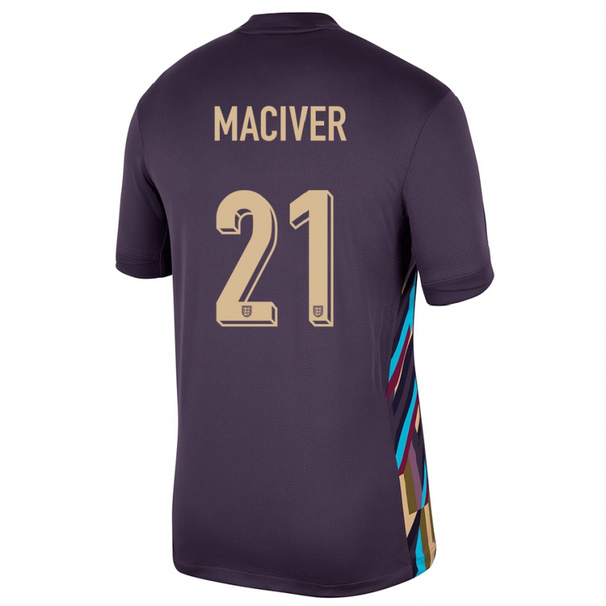 Herren Fußball England Sandy Maciver #21 Dunkle Rosine Auswärtstrikot Trikot 24-26 T-Shirt Luxemburg