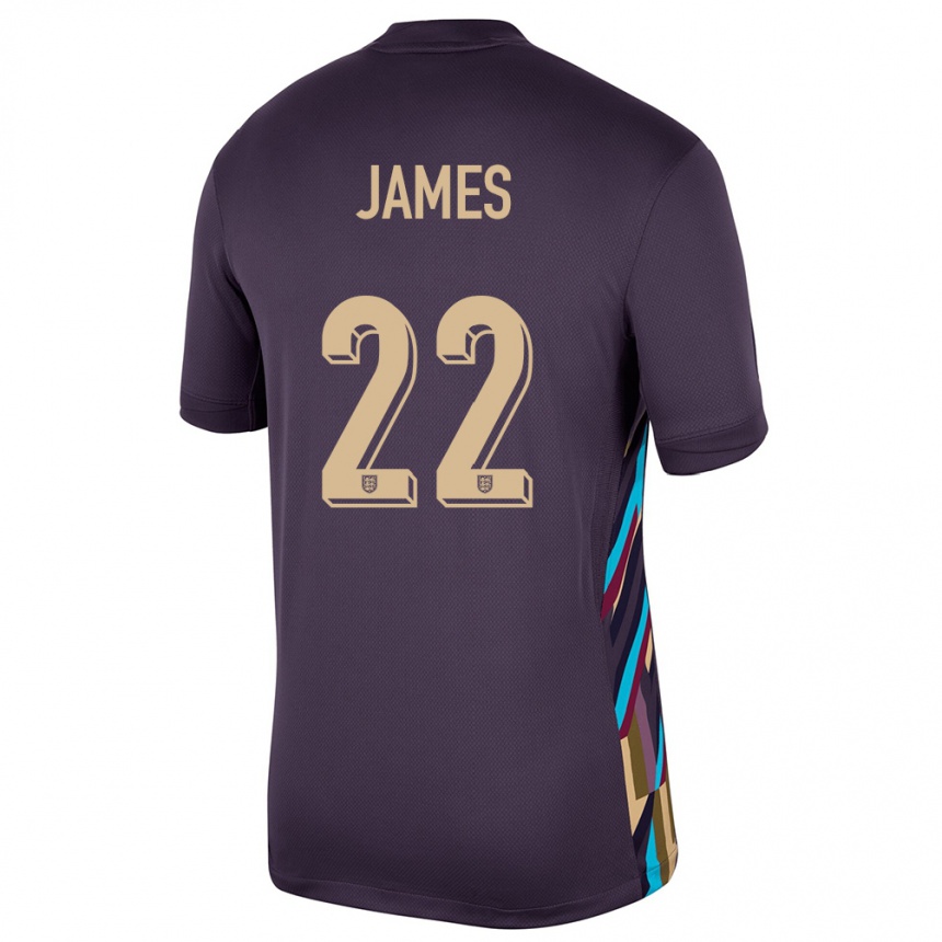 Herren Fußball England Lauren James #22 Dunkle Rosine Auswärtstrikot Trikot 24-26 T-Shirt Luxemburg