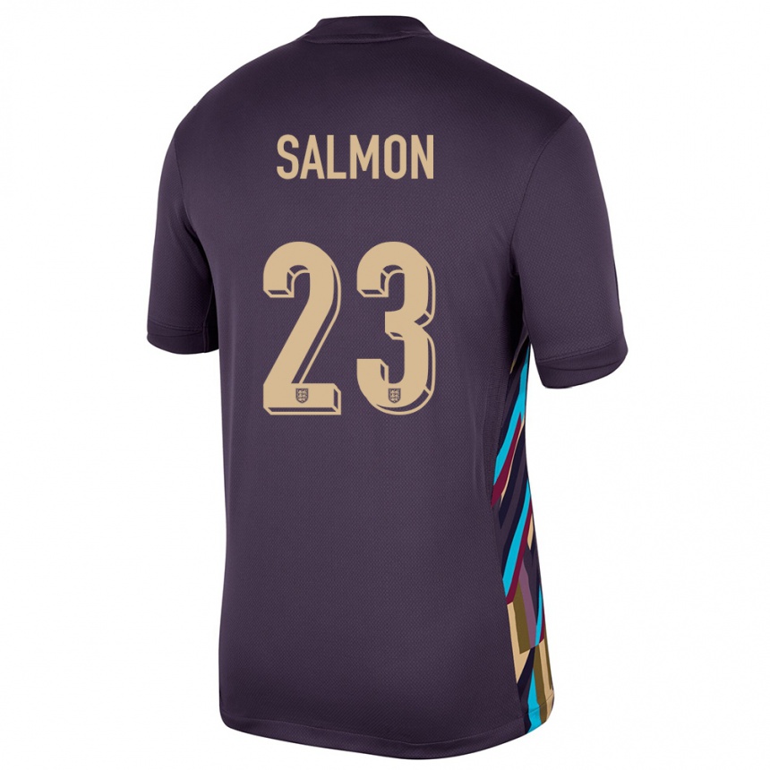 Herren Fußball England Ebony Salmon #23 Dunkle Rosine Auswärtstrikot Trikot 24-26 T-Shirt Luxemburg