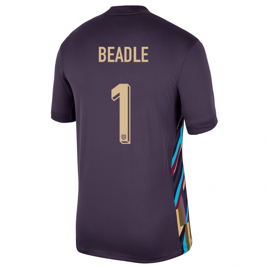 Herren Fußball England James Beadle #1 Dunkle Rosine Auswärtstrikot Trikot 24-26 T-Shirt Luxemburg