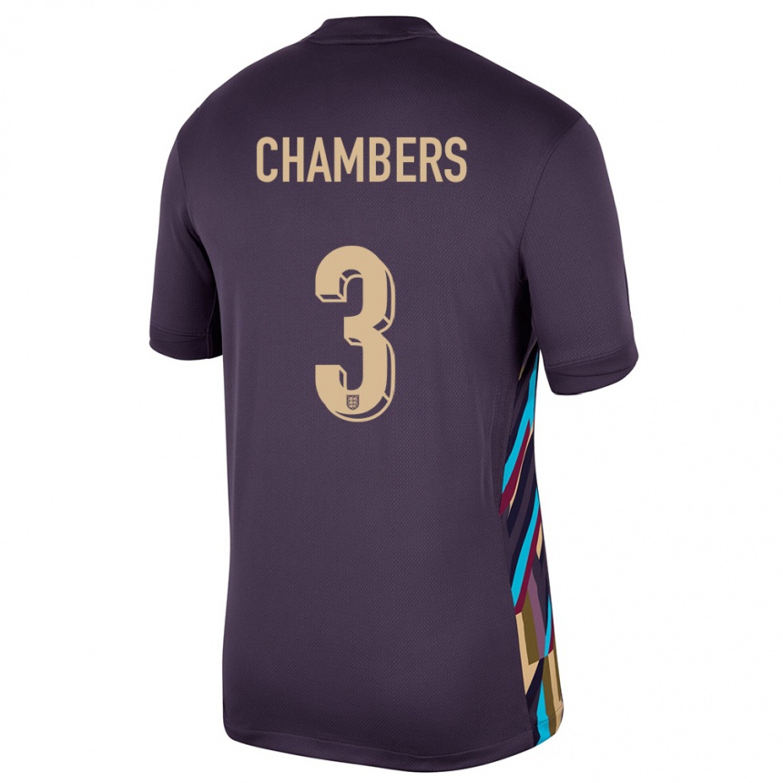 Herren Fußball England Luke Chambers #3 Dunkle Rosine Auswärtstrikot Trikot 24-26 T-Shirt Luxemburg
