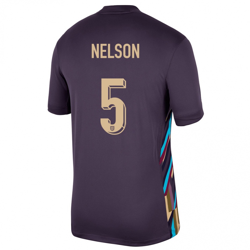 Herren Fußball England Ben Nelson #5 Dunkle Rosine Auswärtstrikot Trikot 24-26 T-Shirt Luxemburg