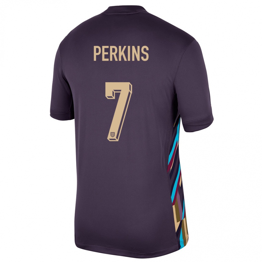 Herren Fußball England Sonny Perkins #7 Dunkle Rosine Auswärtstrikot Trikot 24-26 T-Shirt Luxemburg