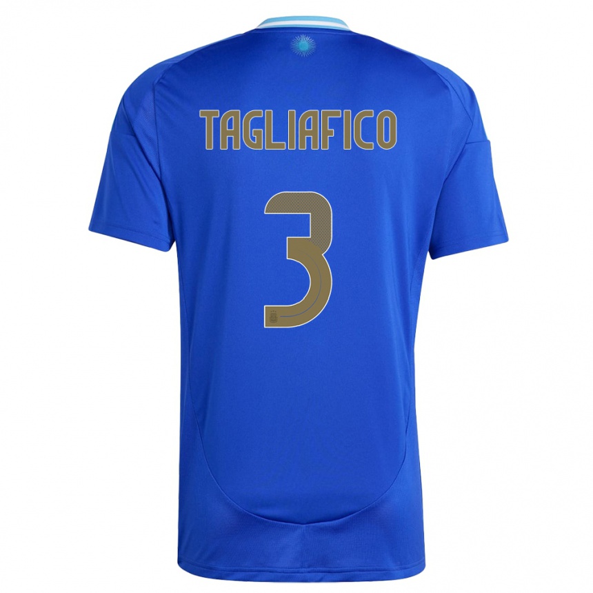 Herren Fußball Argentinien Nicolas Tagliafico #3 Blau Auswärtstrikot Trikot 24-26 T-Shirt Luxemburg