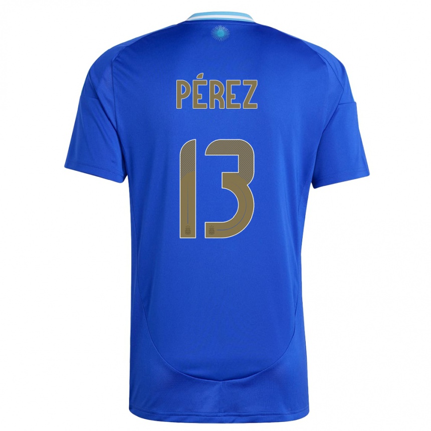 Herren Fußball Argentinien Nehuen Perez #13 Blau Auswärtstrikot Trikot 24-26 T-Shirt Luxemburg