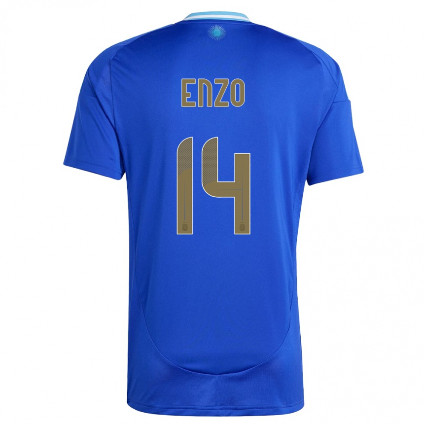 Herren Fußball Argentinien Enzo Fernandez #14 Blau Auswärtstrikot Trikot 24-26 T-Shirt Luxemburg