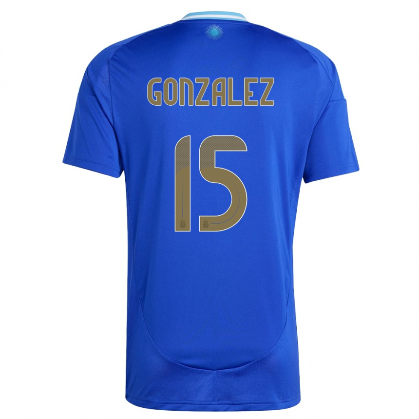 Herren Fußball Argentinien Nicolas Gonzalez #15 Blau Auswärtstrikot Trikot 24-26 T-Shirt Luxemburg