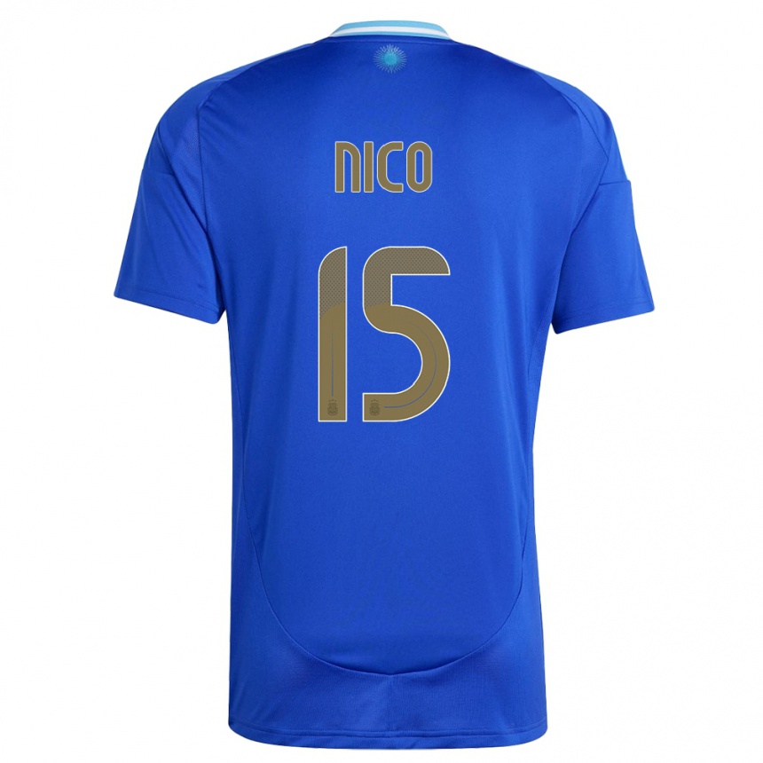 Herren Fußball Argentinien Nico #15 Blau Auswärtstrikot Trikot 24-26 T-Shirt Luxemburg
