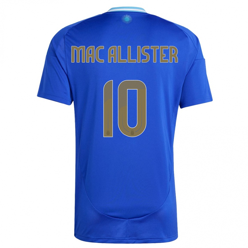 Herren Fußball Argentinien Alexis Mac Allister #10 Blau Auswärtstrikot Trikot 24-26 T-Shirt Luxemburg