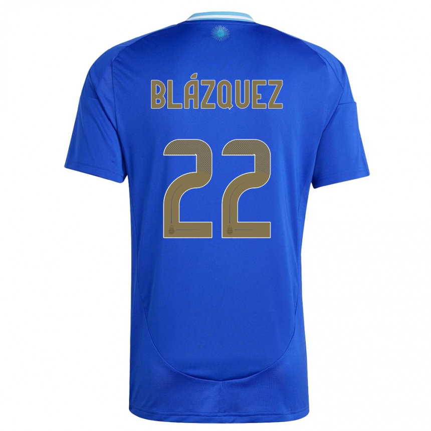 Herren Fußball Argentinien Joaquin Blazquez #22 Blau Auswärtstrikot Trikot 24-26 T-Shirt Luxemburg